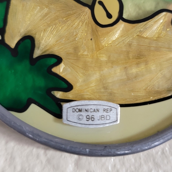 Vintage Stained Glass "Cold Hands Warm Heart" Christmas Sun Catcher 4.5" - Picture 7 of 9